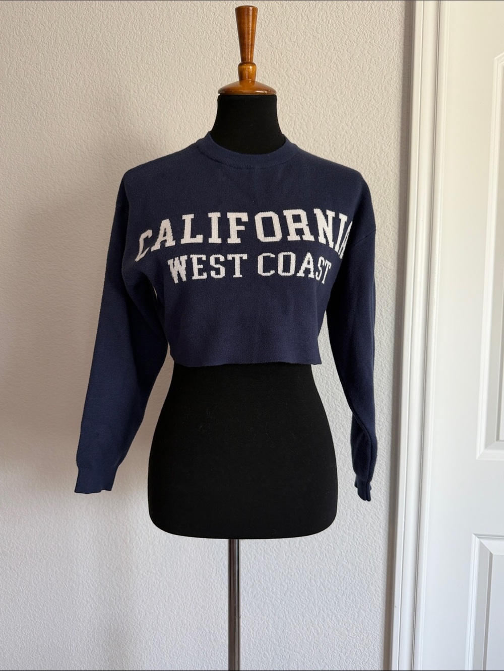 Cropped Navy 'California West Coast' Sweatshirt - Women